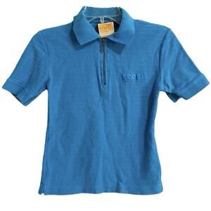 Coogi Australia Womens Vintage Polo Small Blue Zip Collar Embroidered Australia